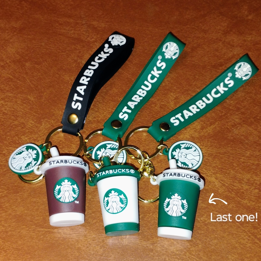 Starbucks Logo Keychains in Green, Black, and Brown